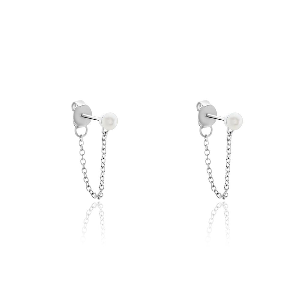 Boucles D'oreilles Pendantes Argent Blanc Leent Perles De Culture - Boucles d'oreilles fantaisie Femme | Histoire d’Or