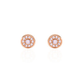 Boucles D'oreilles Puces Auxana Argent Rose Oxyde De Zirconium - Boucles d'oreilles fantaisie Femme | Histoire d’Or