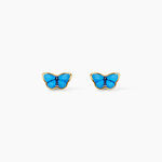 Boucles D'Oreilles Puces Sulivia Papillon Argent Dor&eacute; A L'Or 750/1000 - Boucles d'oreilles fantaisie Enfant | Histoire d&rsquo;Or