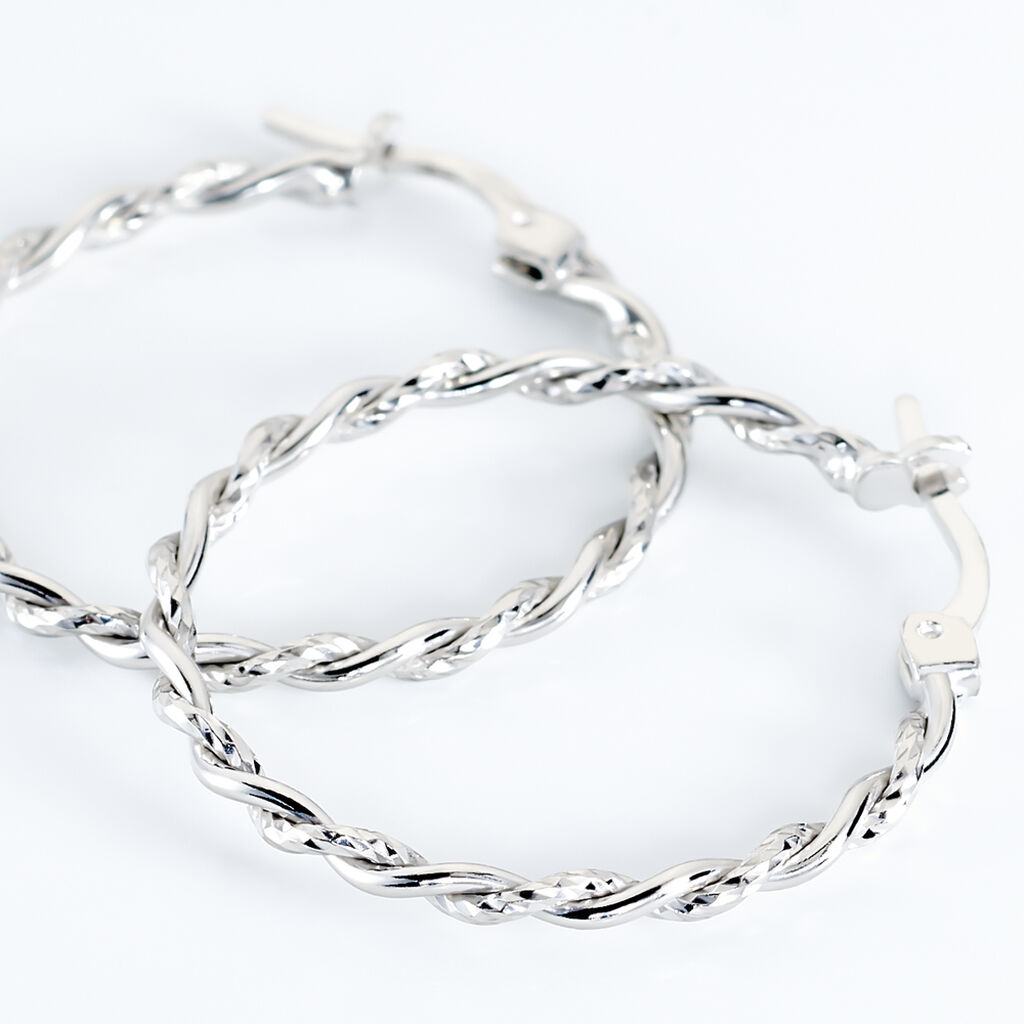Créoles Argent Blanc Abie - Boucles d'oreilles créoles Femme | Histoire d’Or