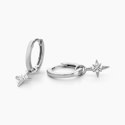 Créoles Astre Precieux Argent Blanc Oxyde De Zirconium - Boucles d'oreilles créoles Femme | Histoire d’Or