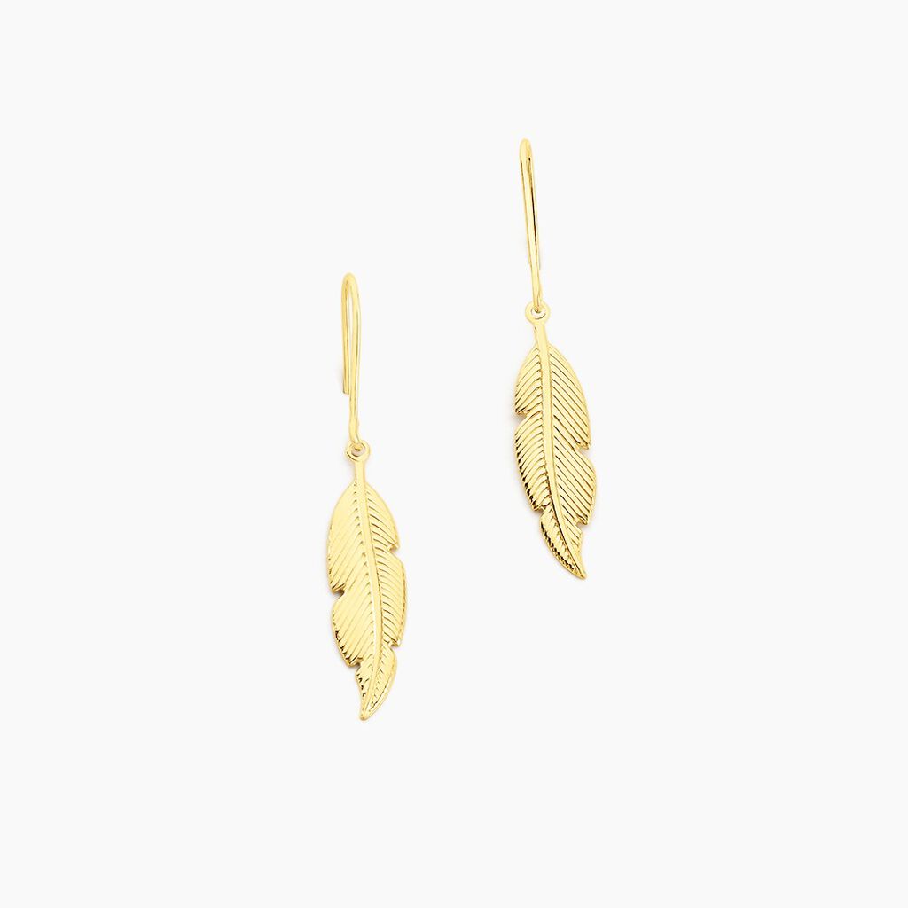 Boucles D'oreilles Pendantes Indian Nature Feuilles Or Jaune - Boucles d'oreilles pendantes Femme | Histoire d’Or