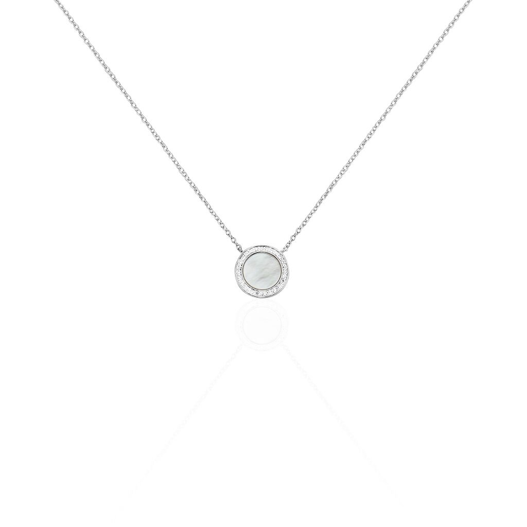 Collier Nawala Argent Blanc Oxyde De Zirconium Et Nacre - Colliers fantaisie Femme | Histoire d&rsquo;Or