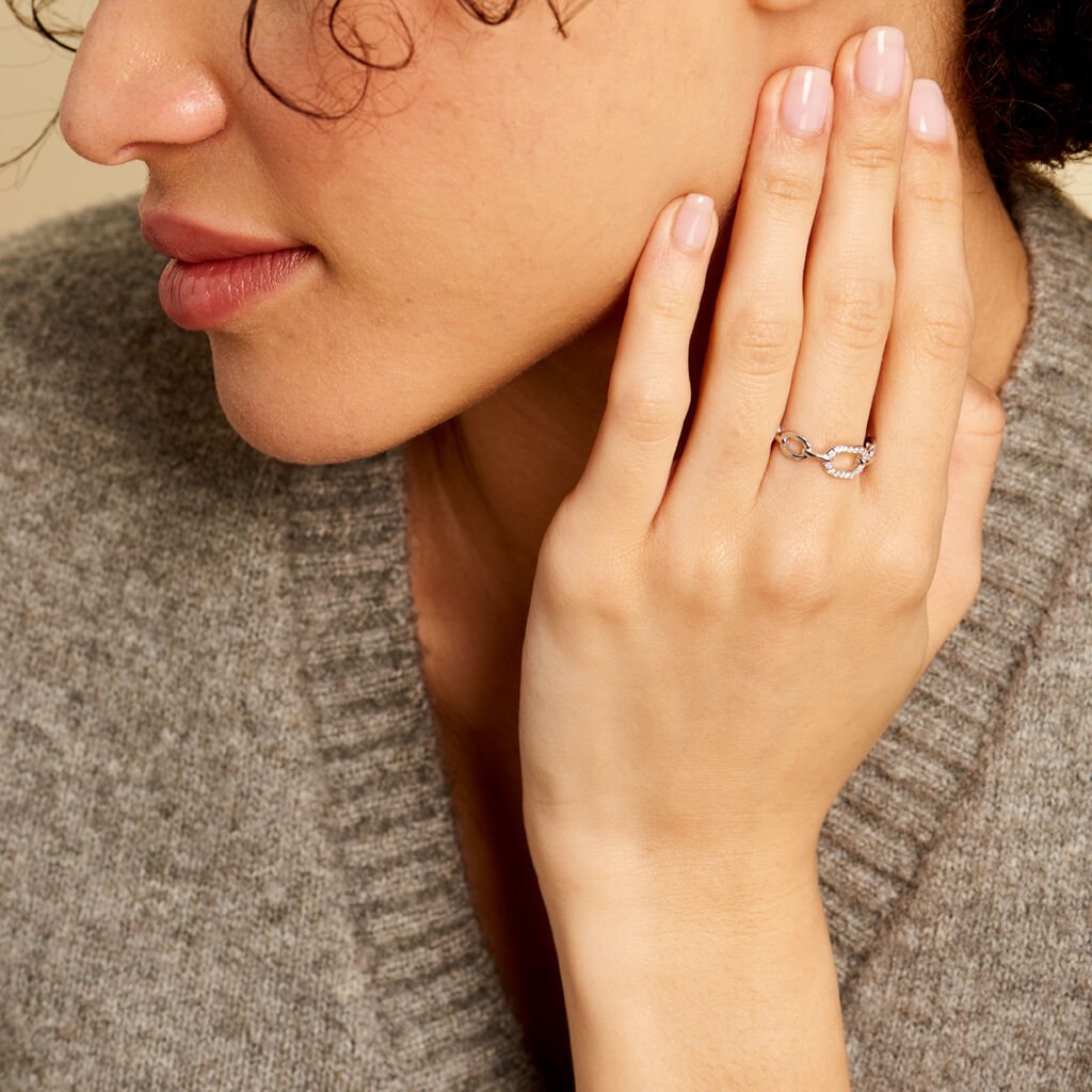 Bague Trait D'union Argent Blanc Oxyde De Zirconium - Bagues avec pierre Femme | Histoire d’Or