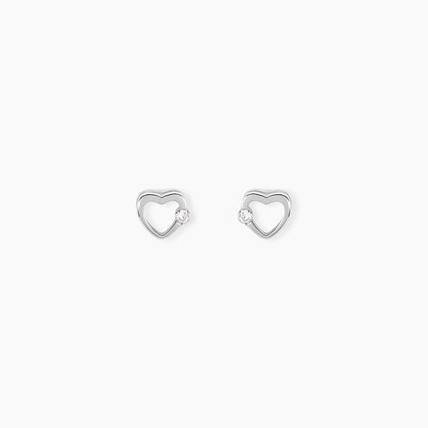 Boucles D'oreilles Puces Elyn Argent Blanc Oxyde De Zirconium - Boucles d'oreilles fantaisie Femme | Histoire d&rsquo;Or