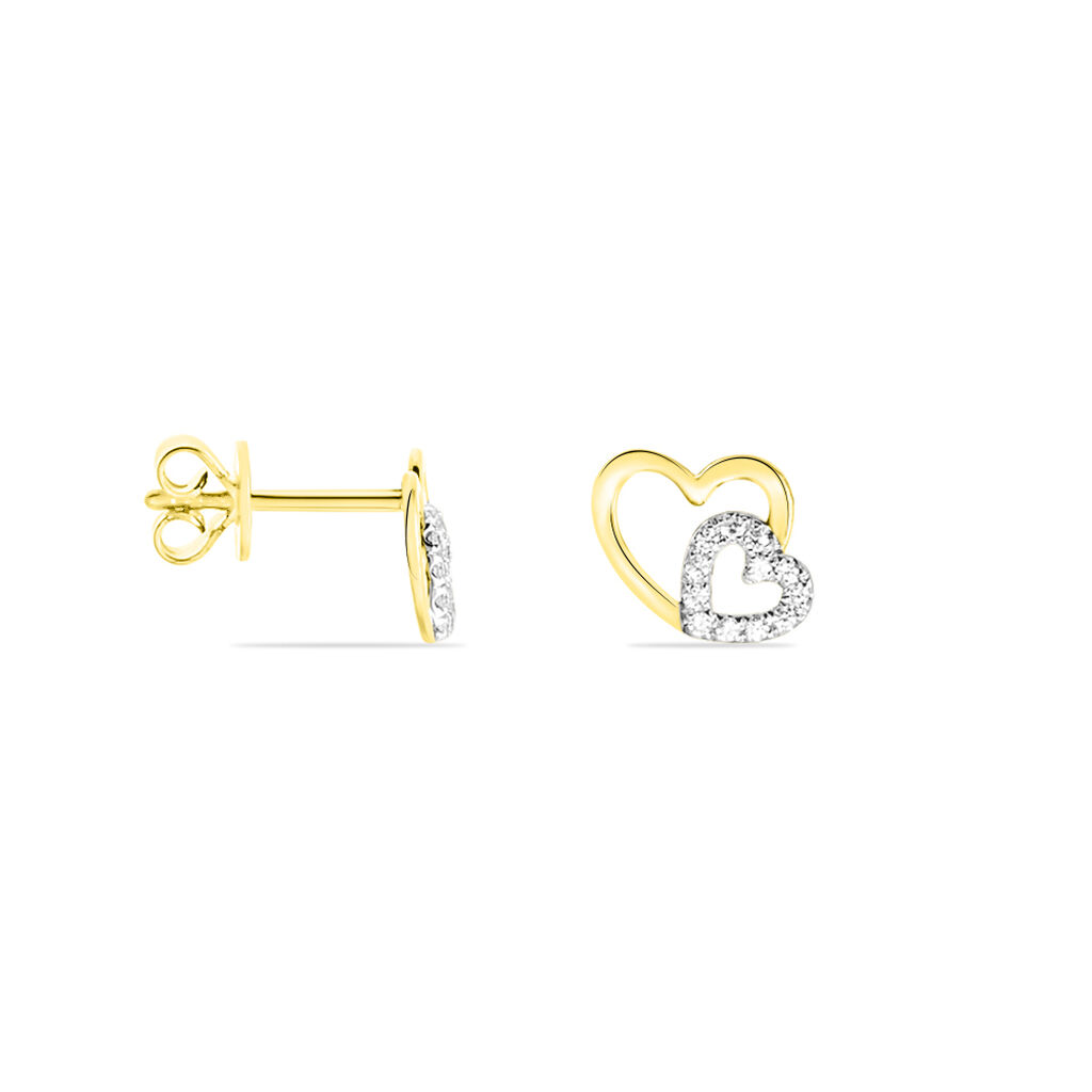 Boucles D'oreilles Puces Marineta Or Jaune Oxyde De Zirconium - Clous d'oreilles Femme | Histoire d’Or