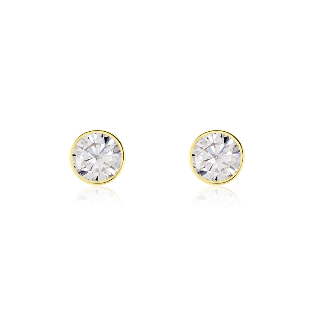 Boucles D'oreilles Puces Franze Or Jaune Oxyde De Zirconium - Clous d'oreilles Femme | Histoire d&rsquo;Or