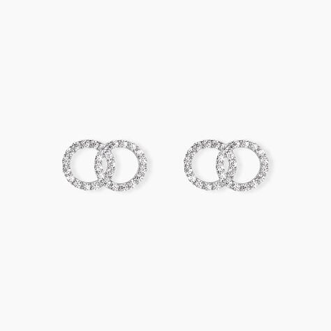 Boucles D'oreilles Puces Iwa Argent Blanc Oxyde De Zirconium - Boucles d'oreilles fantaisie Femme | Histoire d&rsquo;Or