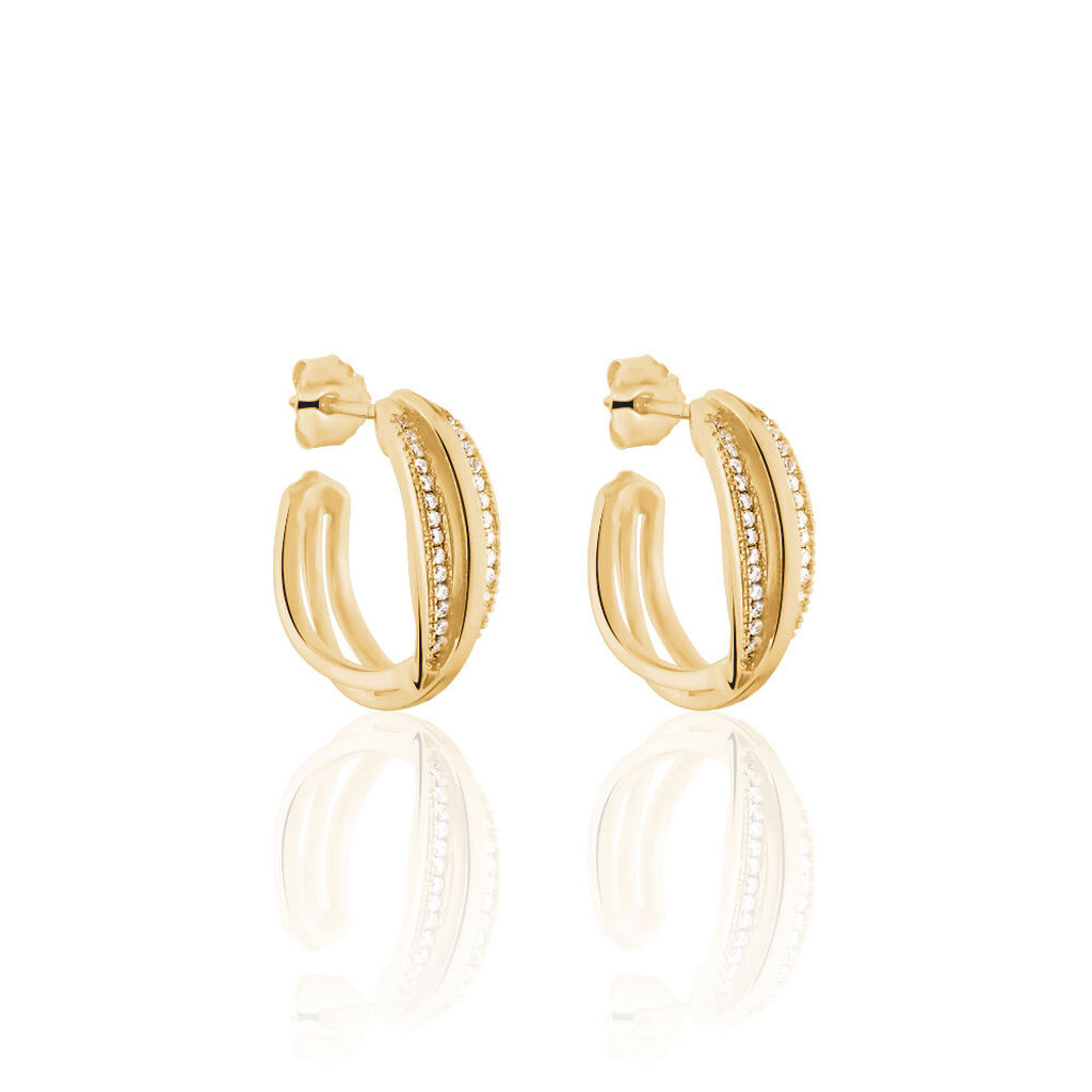 Créoles Marceline Rondes Plaqué Or Jaune Oxyde De Zirconium - Boucles d'oreilles créoles Femme | Histoire d’Or