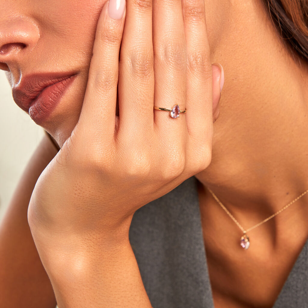 Bague Solitaire Goutte Or Jaune Améthyste - Bagues solitaires Femme | Histoire d’Or