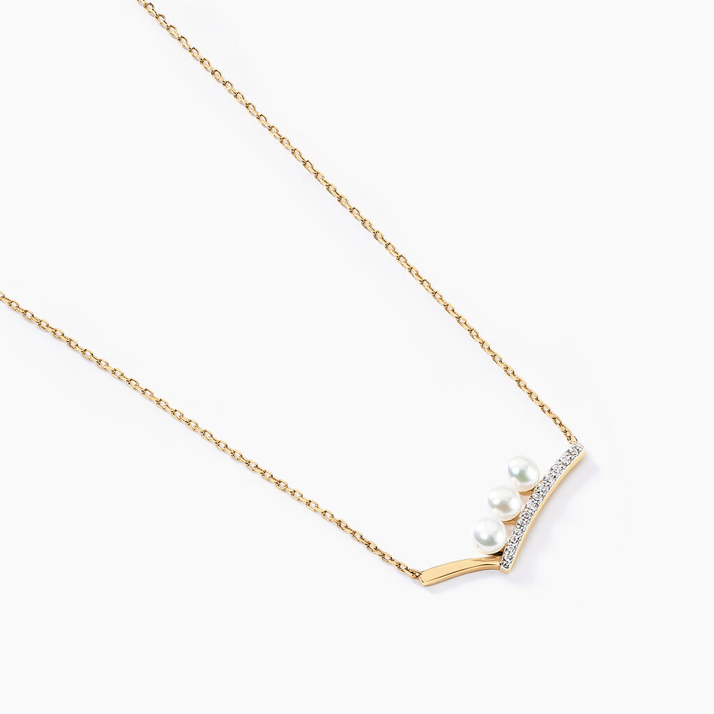 Collier Ambrogio Or Jaune Perle De Culture Oxyde De Zirconium - Colliers Femme | Histoire d’Or