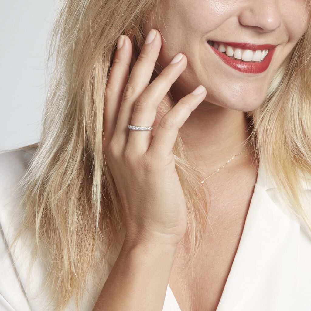 Demi-alliance Or Blanc  Valentine Diamant Synthetique - Alliances Femme | Histoire d’Or