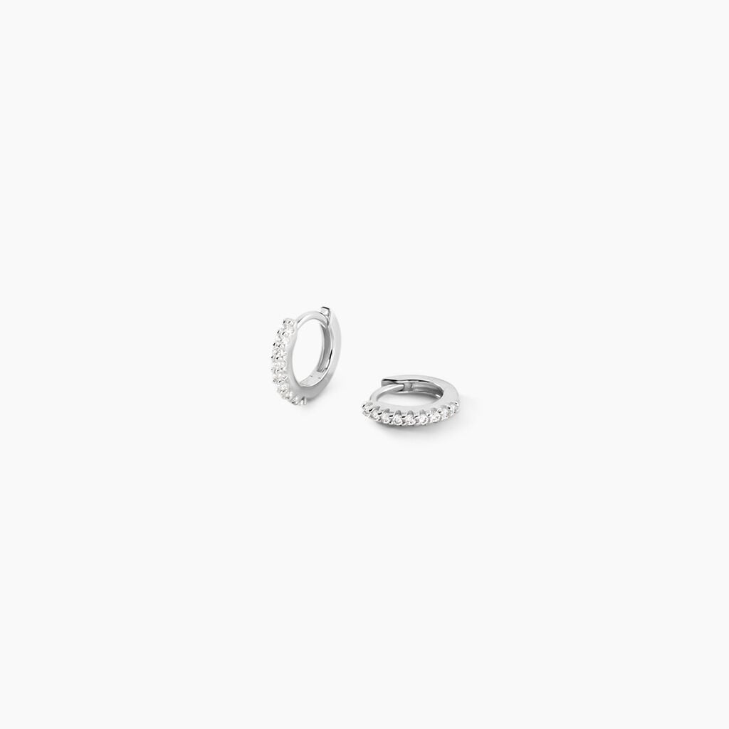 Cr&eacute;oles Karlene Argent Blanc Oxyde De Zirconium - Boucles d'oreilles cr&eacute;oles Femme | Histoire d&rsquo;Or