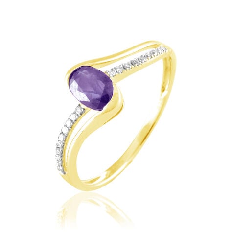 Bague Anja Or Jaune Amethyste Et Diamant - Bagues solitaires Femme | Histoire d&rsquo;Or