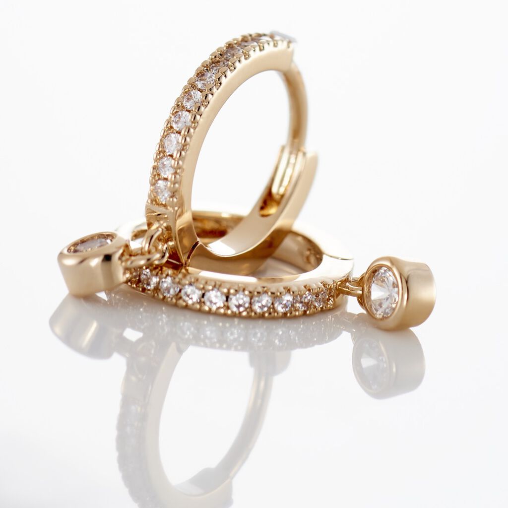 Creoles Dili Plaqué Or Oxydes De Zirconium - Boucles d'oreilles créoles Femme | Histoire d’Or