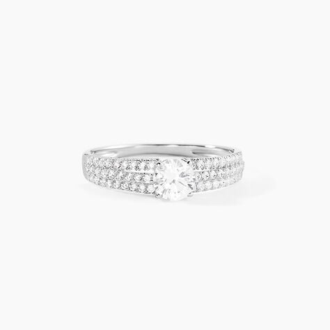 Bague Solitaire Ceridwen 3 Rangs Or Blanc Oxyde De Zirconium - Bagues solitaires Femme | Histoire d’Or