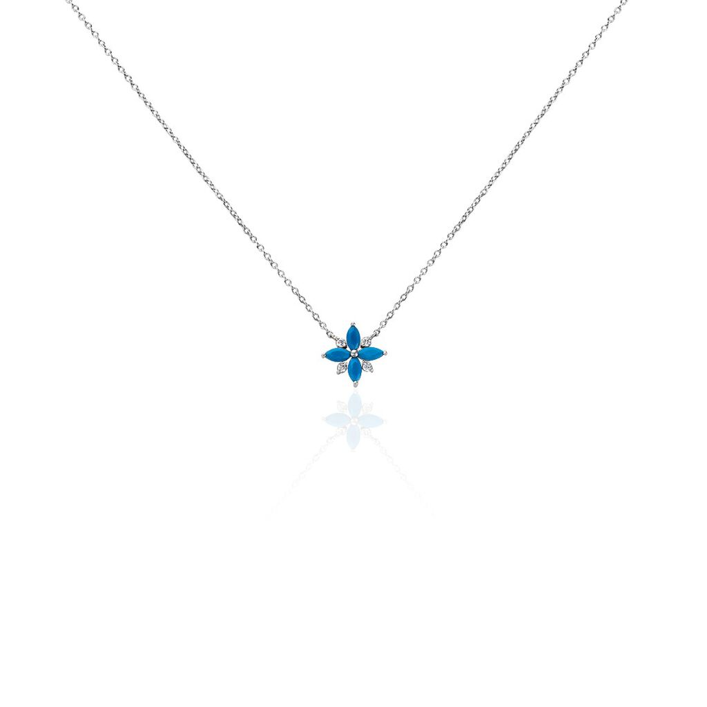 Collier Bleubirds Argent Blanc Turquoise Oxyde De Zirconium - Colliers fantaisie Femme | Histoire d’Or