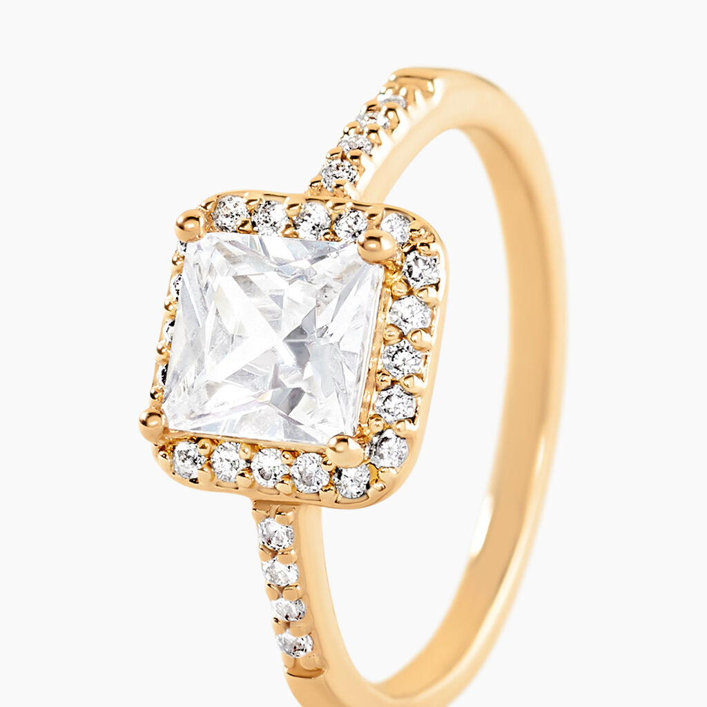 Bague Izabel Plaque Or Jaune Oxyde De Zirconium - Bagues solitaires Femme | Histoire d&rsquo;Or