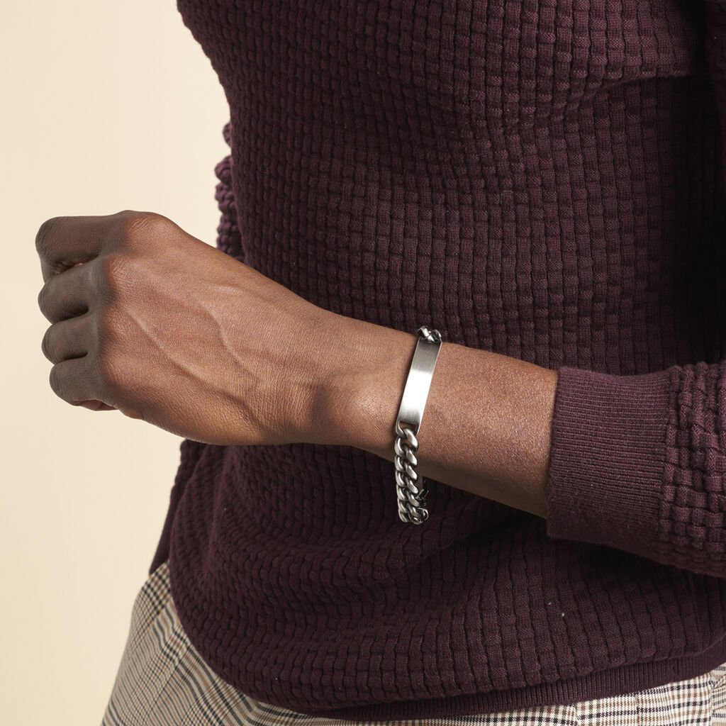 Bracelet Identité Esteban Acier Gris - Gourmettes Homme | Histoire d’Or