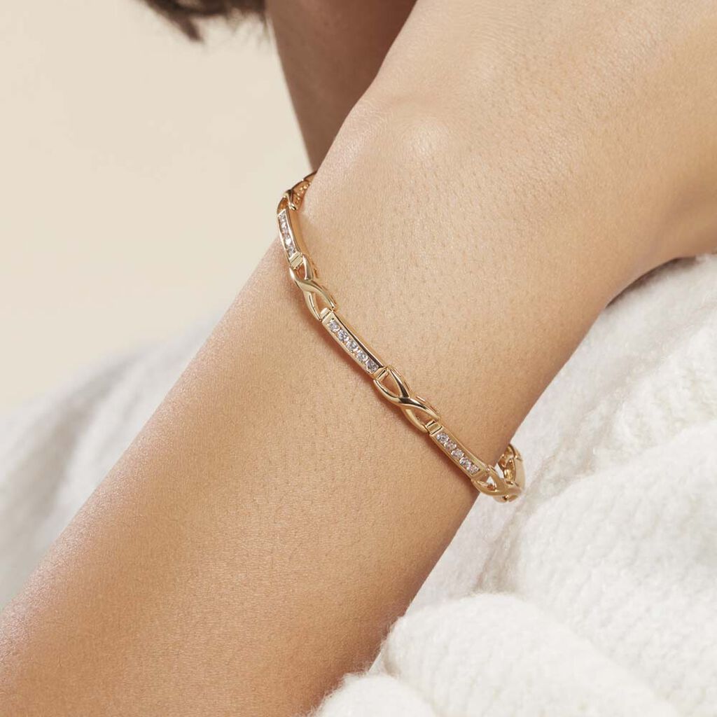 Bracelet Jonc Epiphanieae Plaqué Or Jaune Oxyde De Zirconium - Bracelets Femme | Histoire d’Or