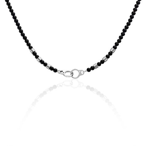 Collier Kuro Acier Blanc Agate - Colliers fantaisie Homme | Histoire d’Or