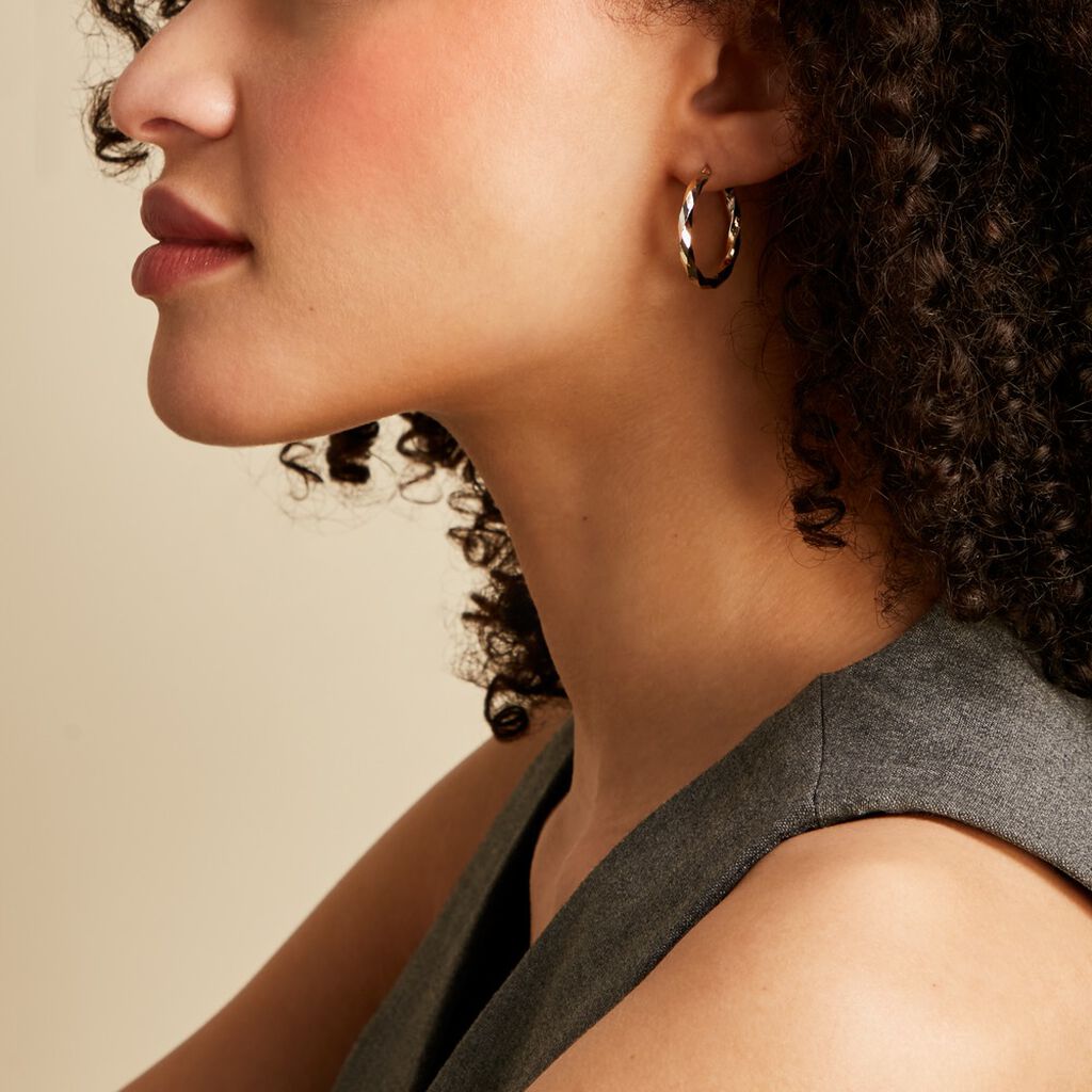 Créoles Ajinie Fil Rond Or Bicolore - Boucles d'oreilles créoles Femme | Histoire d’Or