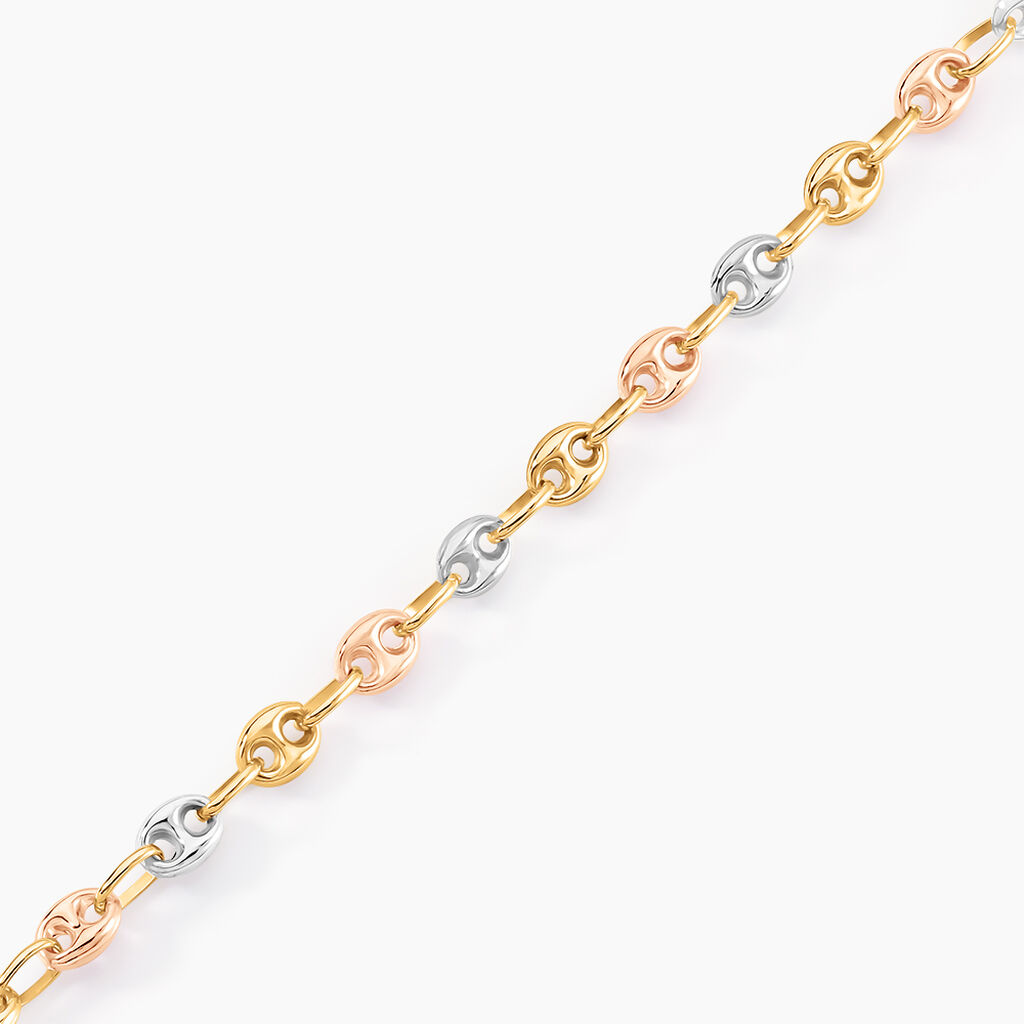 Bracelet Maille Dami Maille Grain De Cafe Or Tricolore - Bracelets chaîne Femme | Histoire d’Or