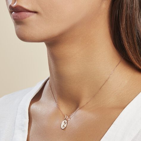 Pendentif Ange Ovale Or Rose - Pendentifs Baptême Famille | Histoire d’Or
