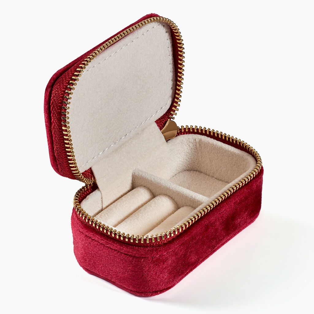 Boite &agrave; Bijou Tissu Rouge - Id&eacute;es cadeaux Famille | Histoire d&rsquo;Or
