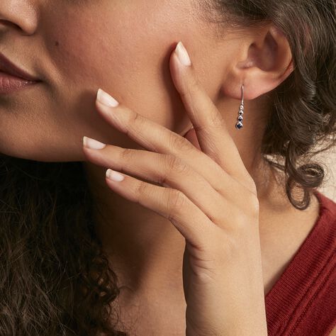 Boucles D'oreilles Pendantes Josephine Or Blanc Saphir Et Diamant - Boucles d'oreilles pendantes Femme | Histoire d’Or