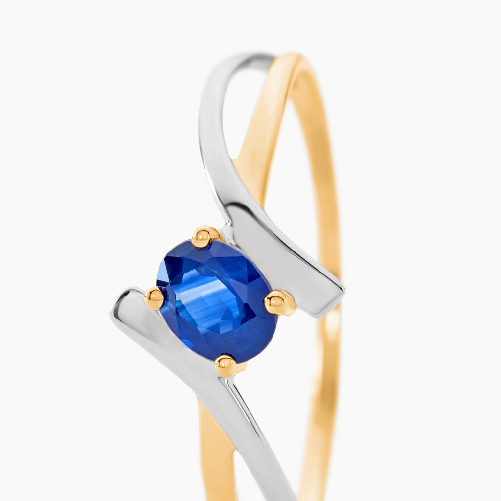 Bague Rosmunda Or Bicolore Saphir - Bagues solitaires Femme | Histoire d’Or