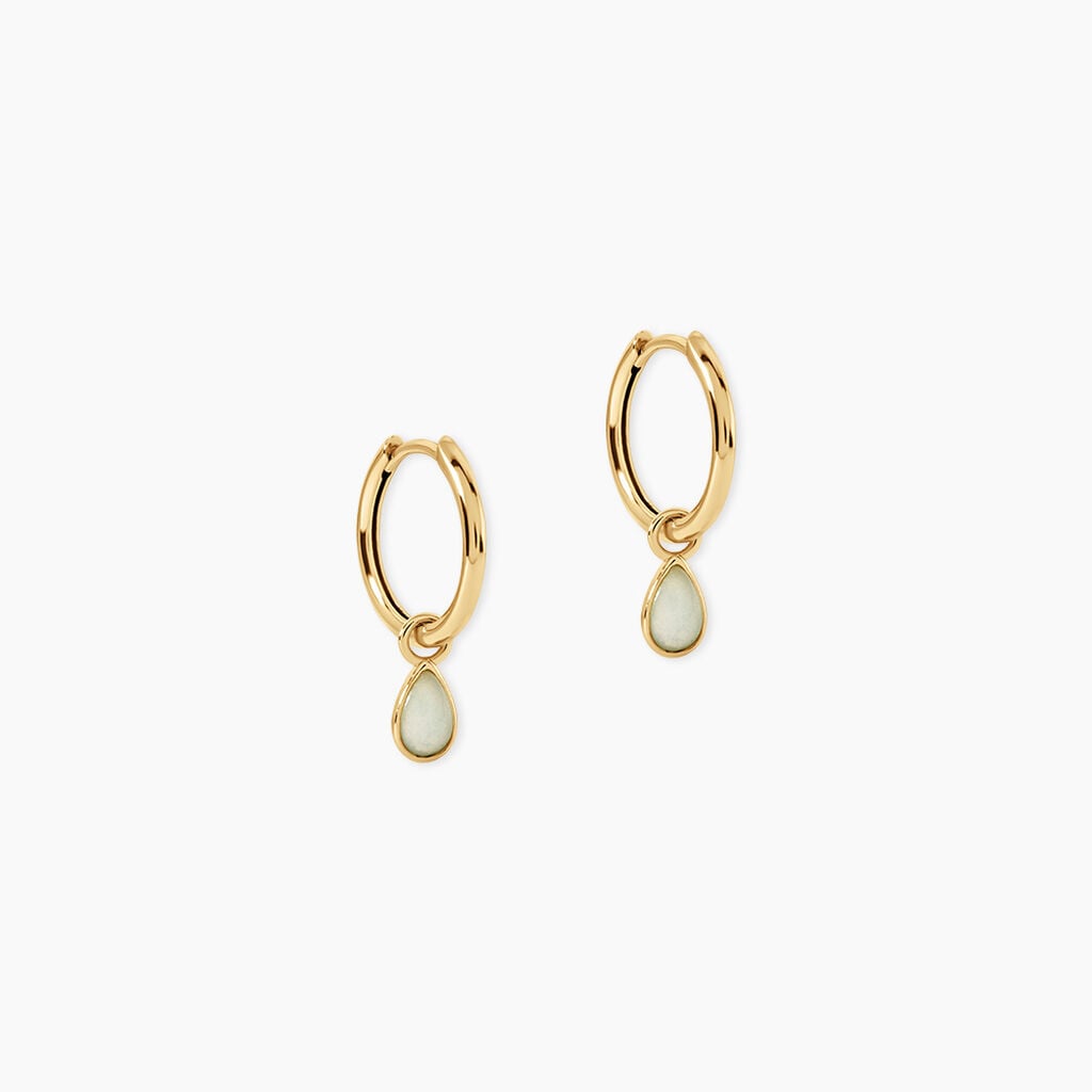 Cr&eacute;oles Ondee Argent Dor&eacute; A L'Or 750/1000 Amazonite - Boucles d'oreilles cr&eacute;oles Femme | Histoire d&rsquo;Or