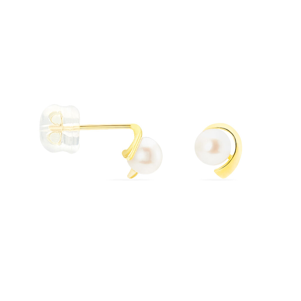 Boucles D'oreilles Puces Odelle Or Jaune Perle De Culture - Clous d'oreilles Femme | Histoire d’Or