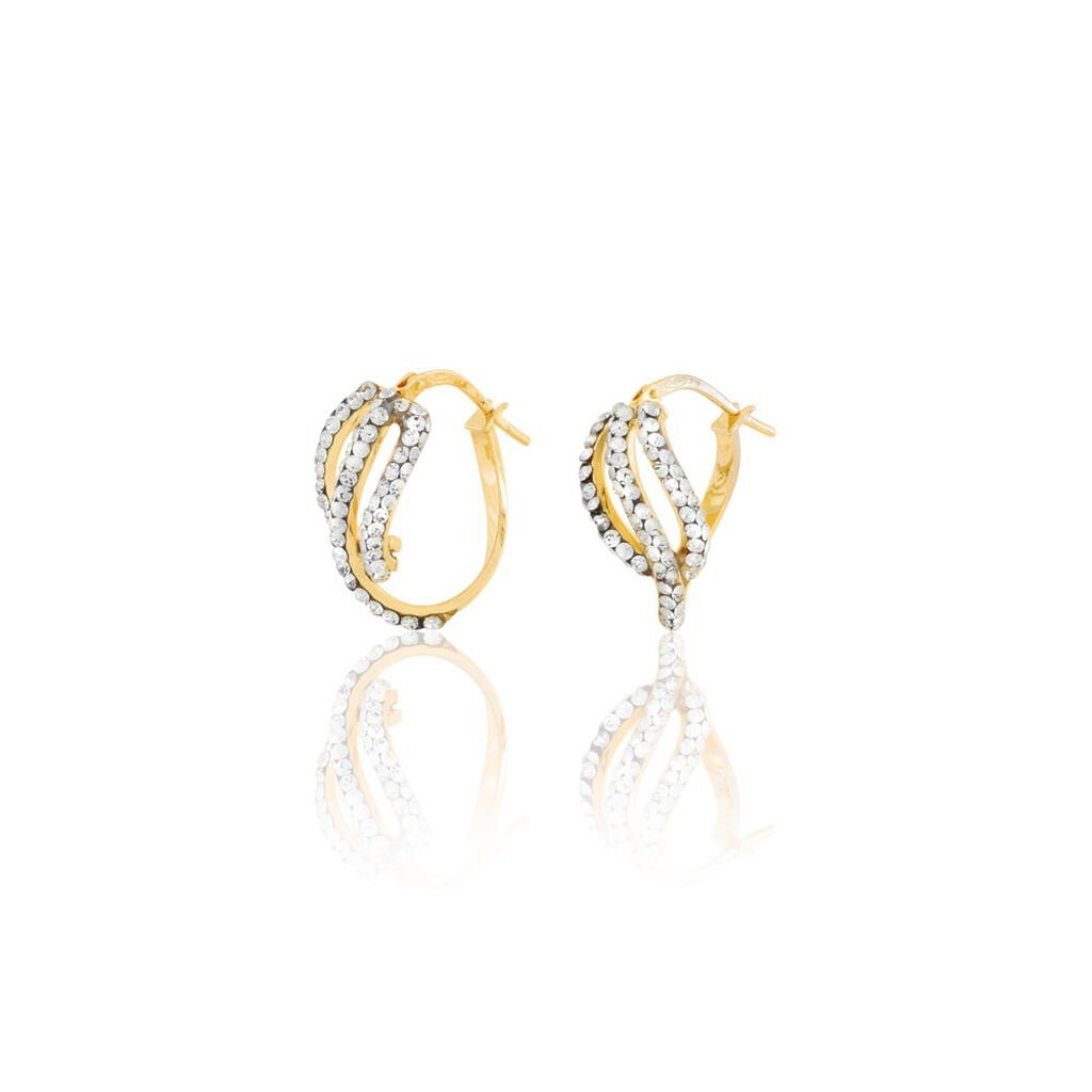 Créoles Hewie Or Jaune Strass - Boucles d'oreilles créoles Femme | Histoire d’Or