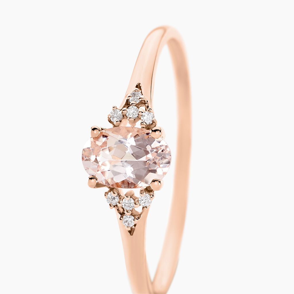 Bague Urbaine Or Rose Morganite Et Oxyde De Zirconium - Bagues solitaires Femme | Histoire d&rsquo;Or