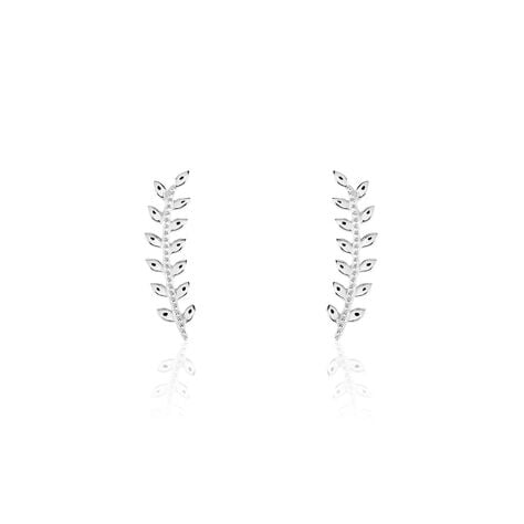 Boucles D'oreilles Grimpantes Folia Argent Blanc - Boucles d'oreilles fantaisie Femme | Histoire d’Or