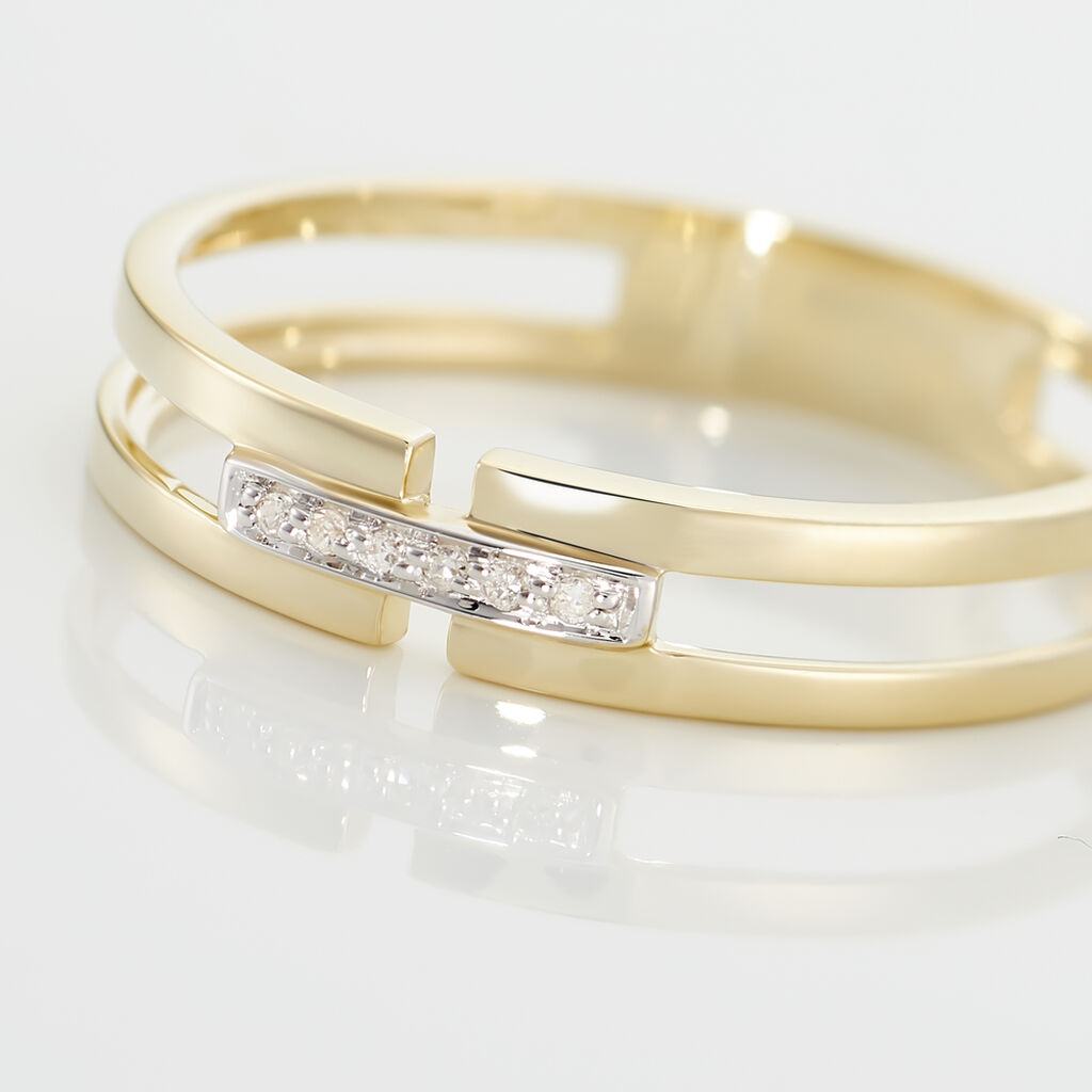 Bague Barrette Or Jaune Diamant - Bagues avec pierre Femme | Histoire d’Or