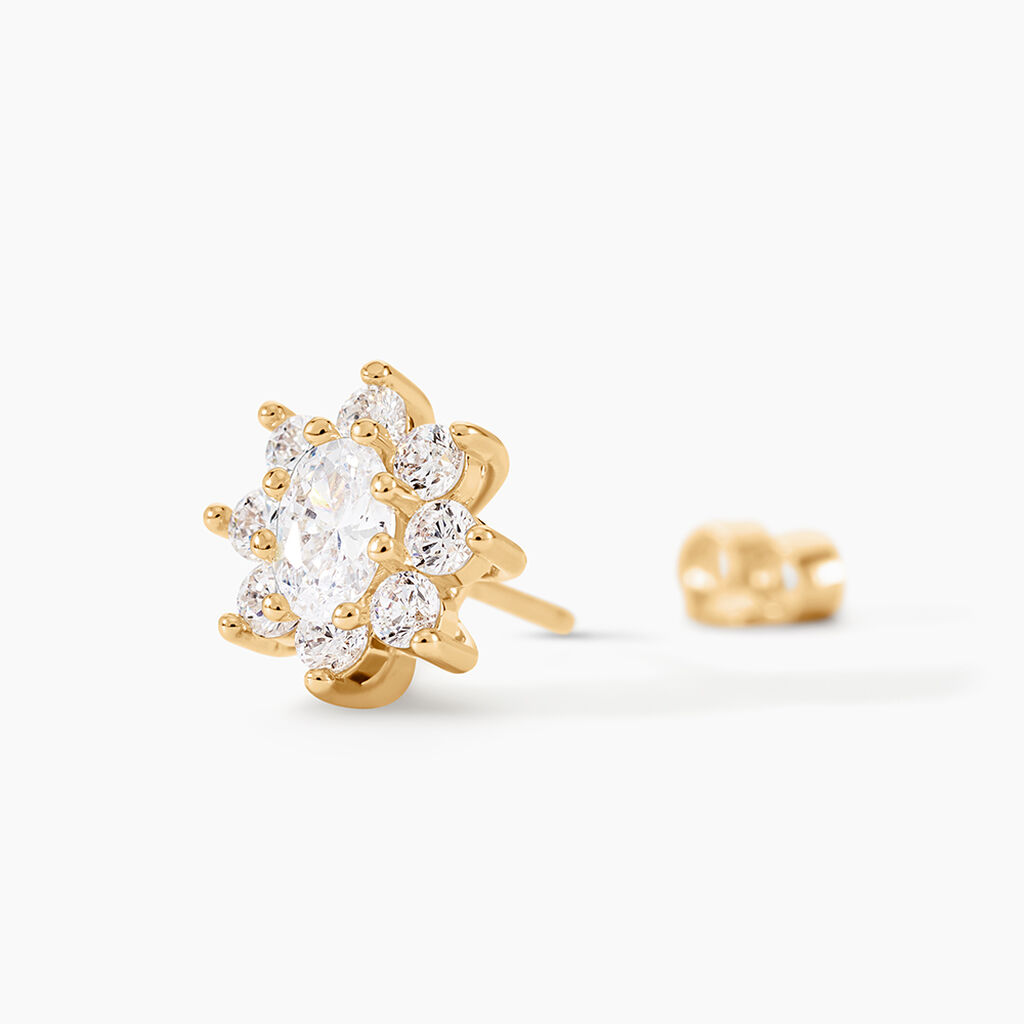 Boucles D'oreilles Puces Lisea Plaqu&eacute; Or Oxydes De Zirconium - Boucles d'oreilles fantaisie Femme | Histoire d&rsquo;Or