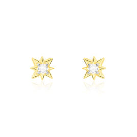 Boucles D'oreilles Puces Astralia Or Jaune Oxyde De Zirconium - Clous d'oreilles Femme | Histoire d’Or