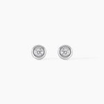 Boucles D'oreilles Puces Eden Serti Pneu Or Blanc Oxyde De Zirconium - Clous d'oreilles Femme | Histoire d&rsquo;Or