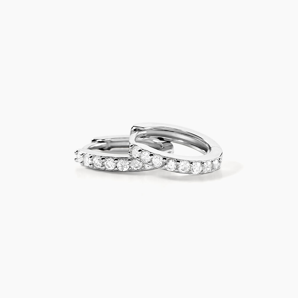 Créoles Jussi Argent Blanc Oxyde De Zirconium - Boucles d'oreilles créoles Femme | Histoire d’Or