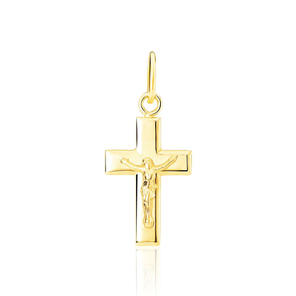 Pendentif Damian Croix Or Jaune - Pendentifs Baptême Famille | Histoire d’Or