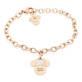 Bracelet Disney Acier Doré Rose Cristaux - Bracelets Naissance Enfant | Histoire d’Or