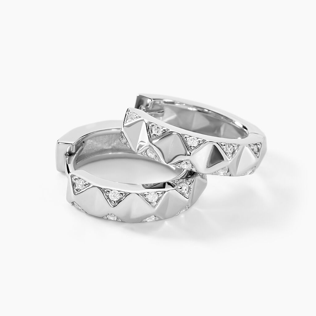 Cr&eacute;oles Anicette Argent Blanc Oxyde De Zirconium - Boucles d'oreilles cr&eacute;oles Femme | Histoire d&rsquo;Or