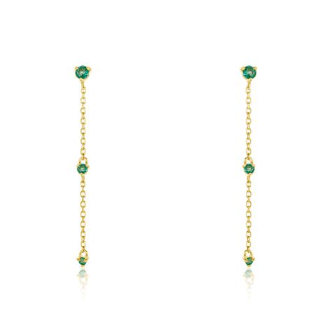Boucles D'oreilles Pendantes Emeald Is The New Black Or Jaune Emeraude - Boucles d'oreilles pendantes Femme | Histoire d&rsquo;Or