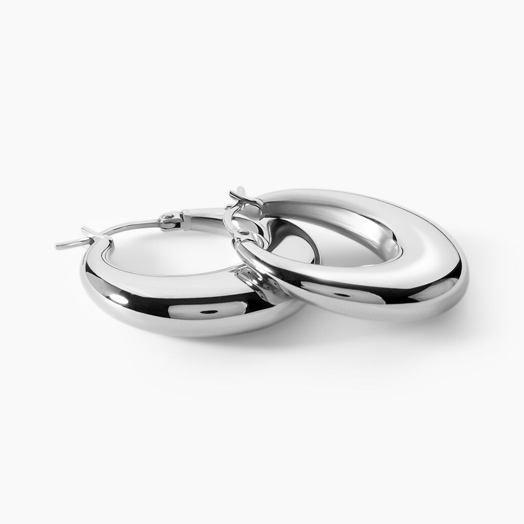 Cr&eacute;oles Creolia Acier Blanc - Boucles d'oreilles cr&eacute;oles Femme | Histoire d&rsquo;Or