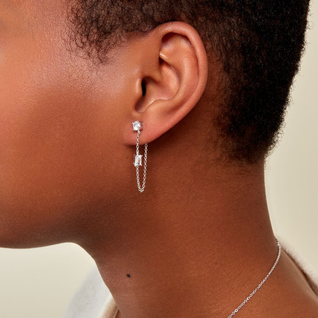 Bijoux D'oreilles Kerrie Argent Blanc Oxyde De Zirconium - Boucles d'oreilles fantaisie Femme | Histoire d’Or