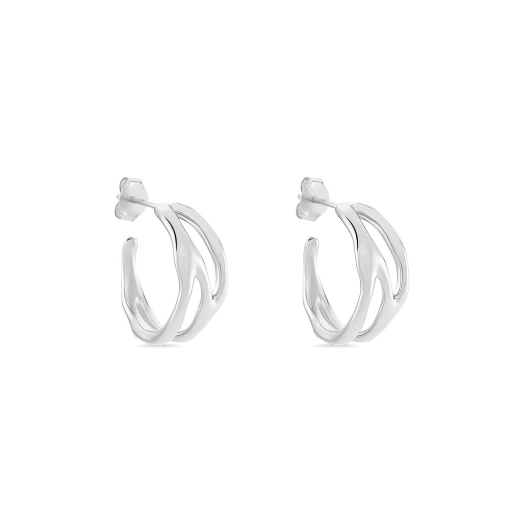 Cr&eacute;oles Shae Argent Blanc - Boucles d'oreilles cr&eacute;oles Femme | Histoire d&rsquo;Or
