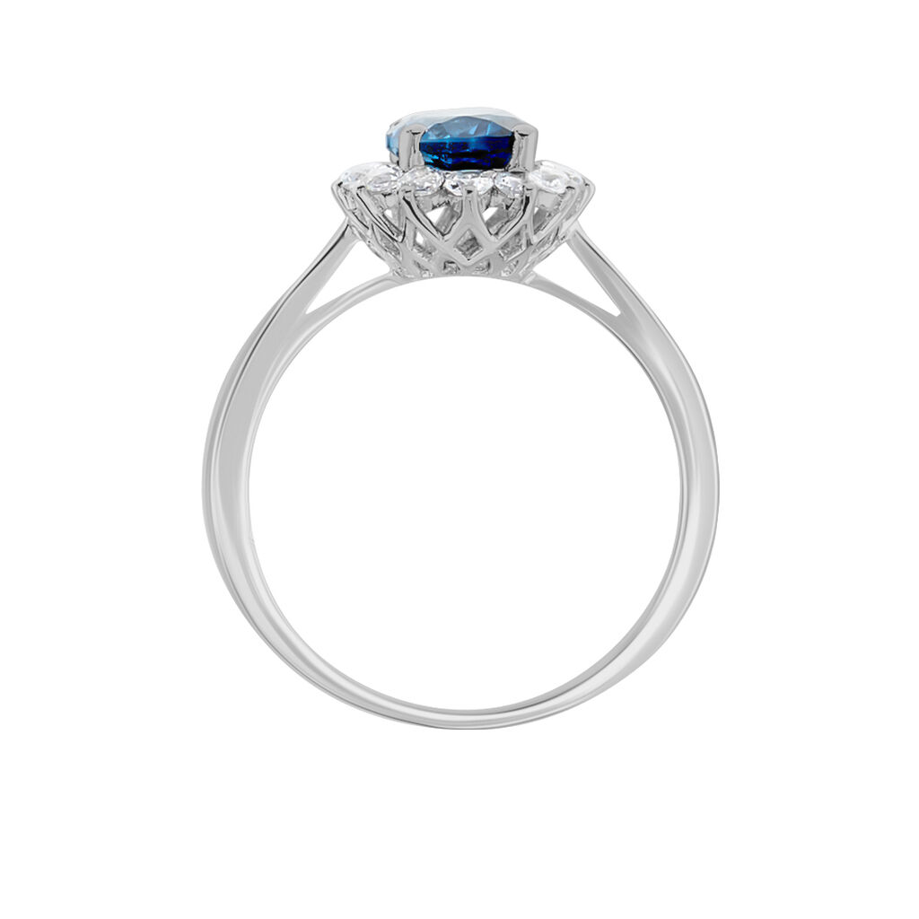Bague Or Blanc Quintilla Topaze London Blue Et Oxydes - Bagues solitaires Femme | Histoire d&rsquo;Or