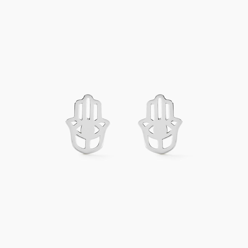 Boucles D'oreilles Puces Abby Argent Blanc - Boucles d'oreilles fantaisie Femme | Histoire d&rsquo;Or